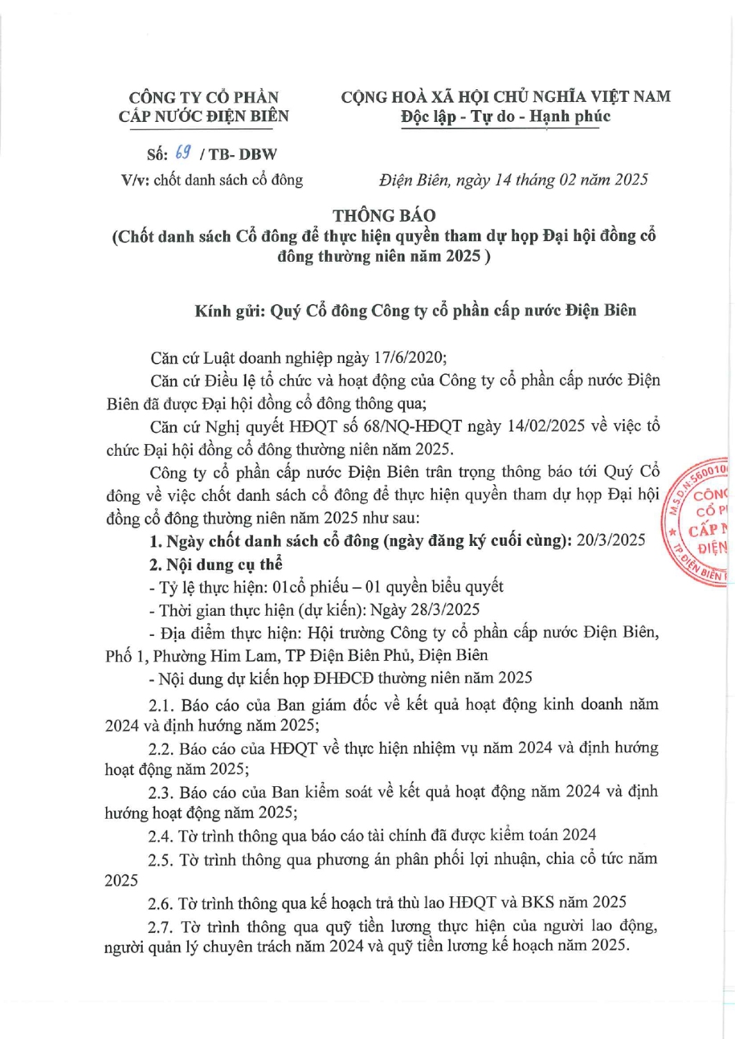 Thông báo chốt danh sách cổ đông pages to jpg 0001